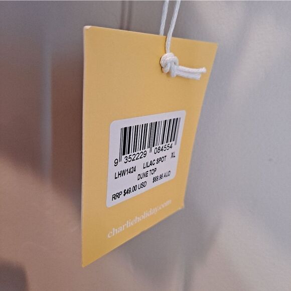 Charlie Holiday Polka Dot Bikini Top XL NWT Lilac - Picture 5 of 6